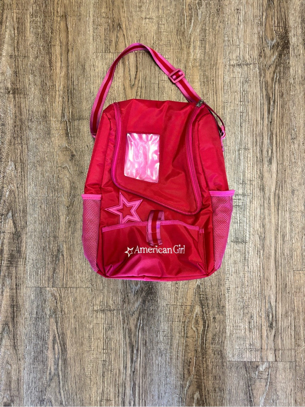 American Girl Bright Pink and Red Star Backpack